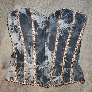Y2k vintage lace up denim corset